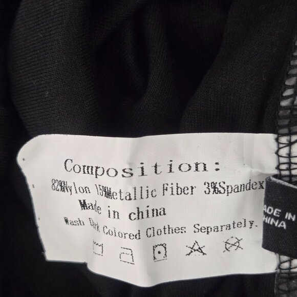 NWOT | Black Sheer Sparkly Glitter Long Sleeve Square Neck Blouse | Large - Picture 5 of 6